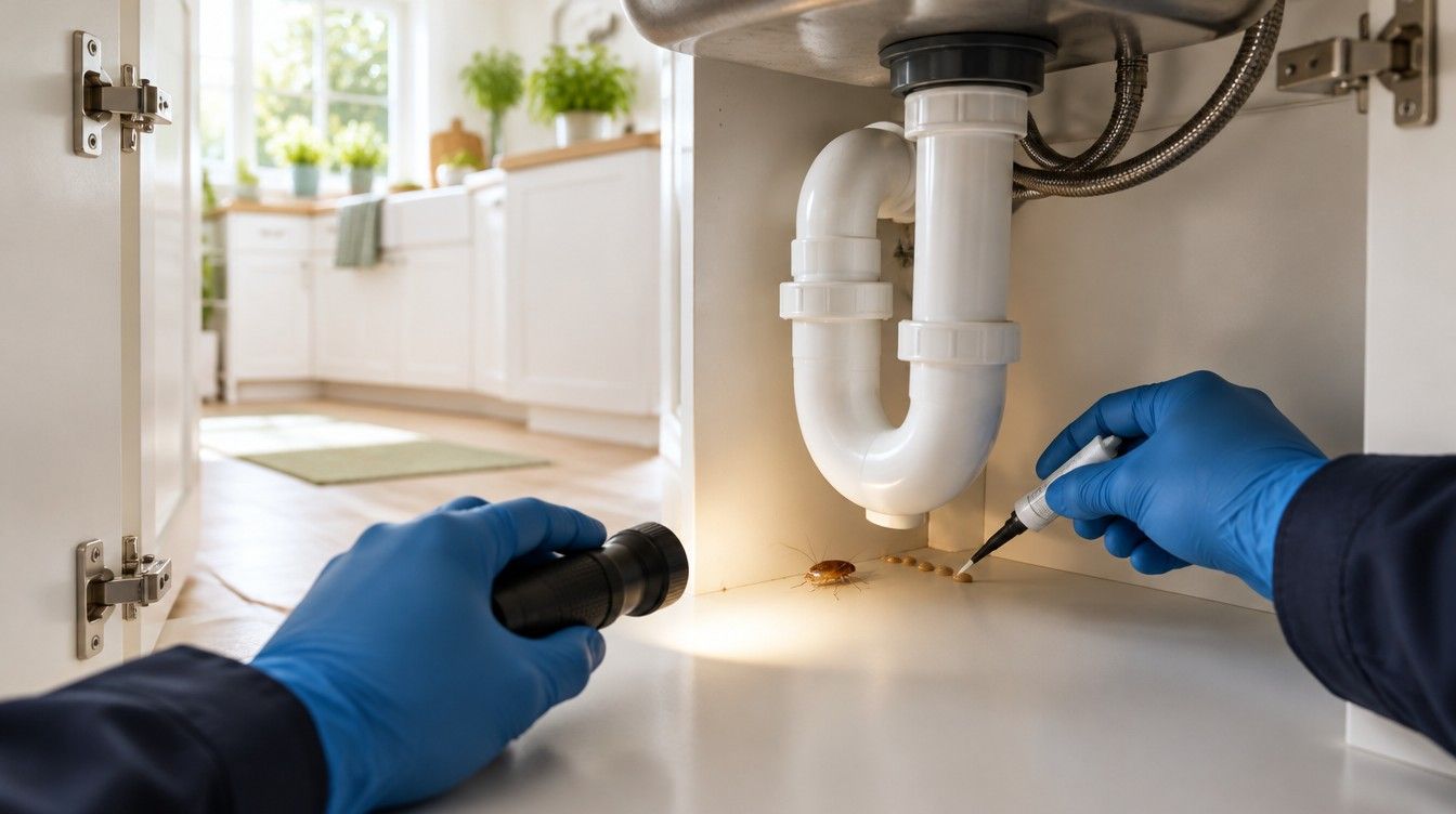 Cockroach control for kitchens and bathrooms